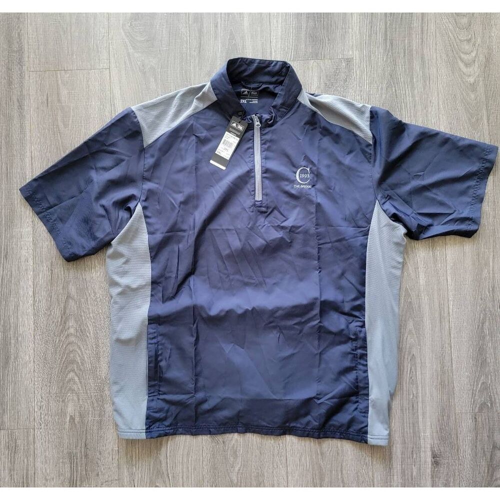 Adidas Adiclub Golf 2XL pullover Windbreaker Navy short sleeve NWT